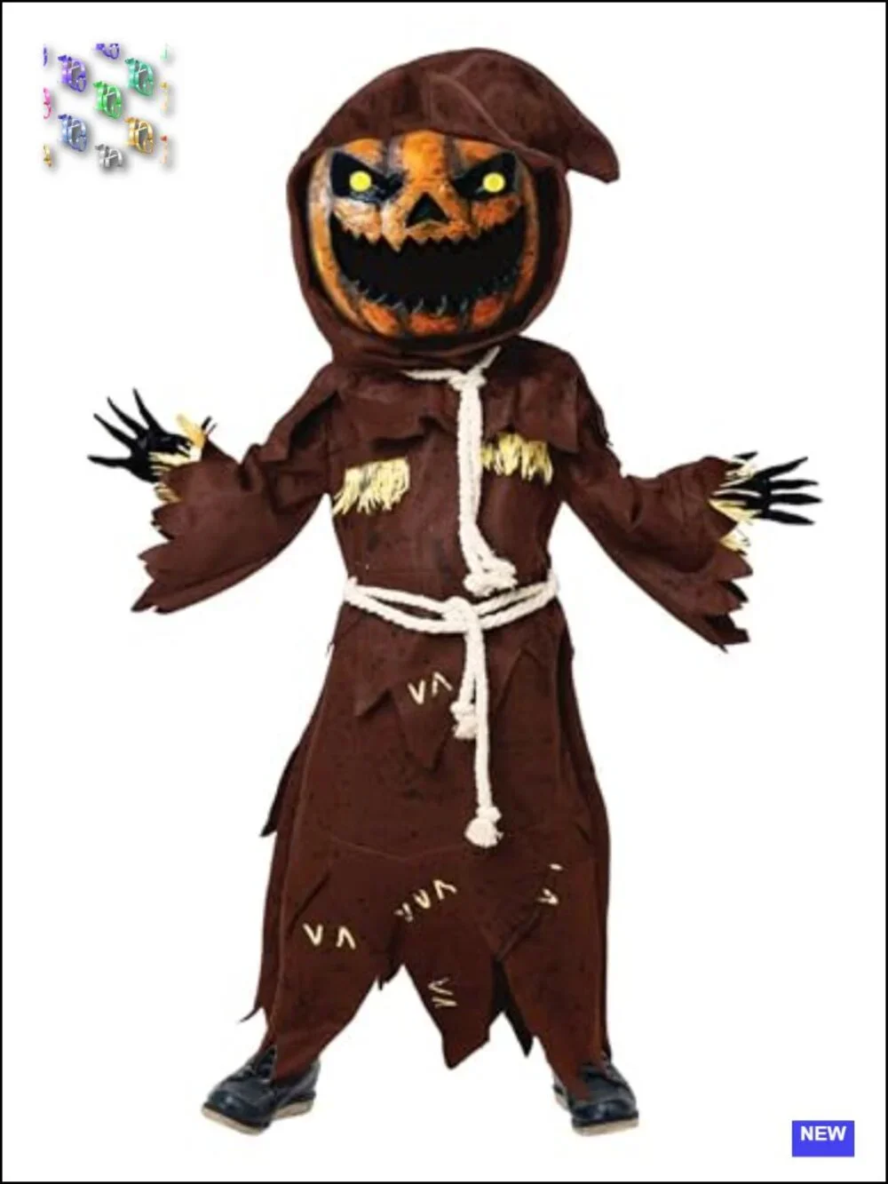 Kids Scary Scarecrow Halloween Costume with Pumpkin Mask, Boys Halloween Outfit